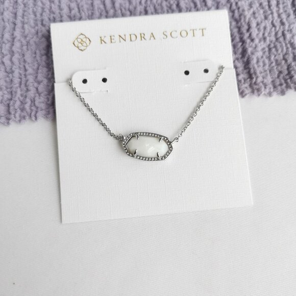 Kendra Scott Elisa Silver Necklace White Pearl - Picture 1 of 4